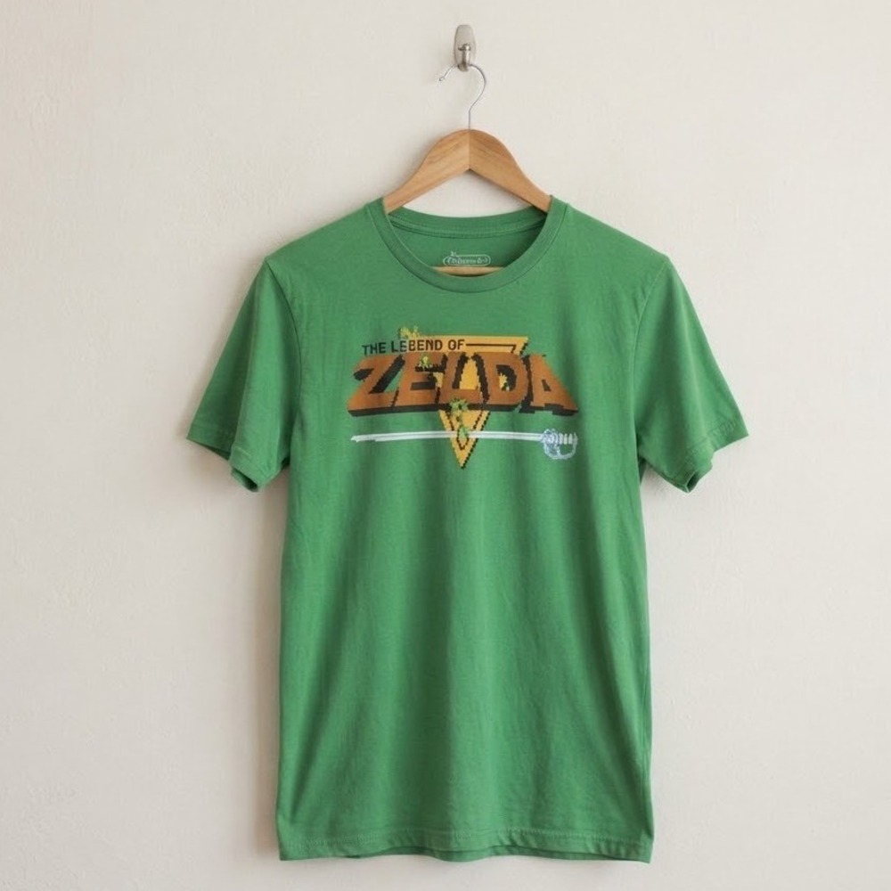 Nintendo The Legend of Zelda Green Graphic T-Shirt Mens Large 2014 Retro 8-Bit